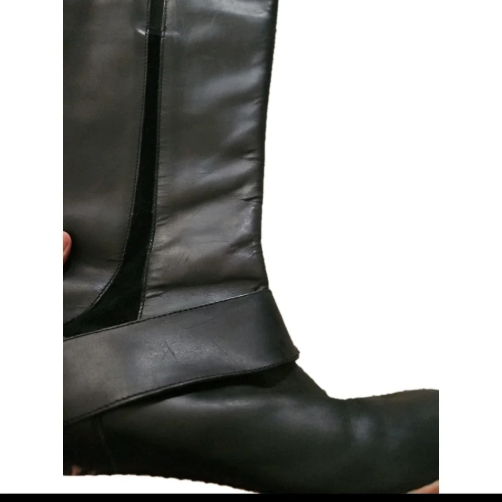 OluKai Womens Black Leather Holo Lio II Tall Boots 7